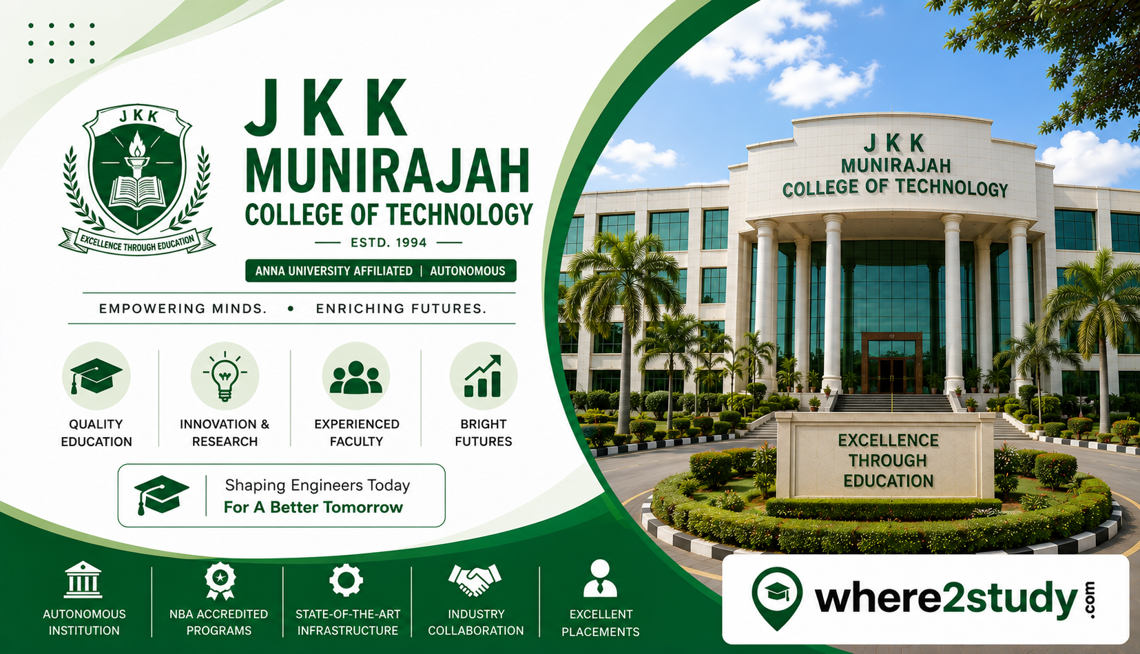Ignite Your Future at J K K Munirajah College of Technology, Erode – Premier Tamil Nadu Engineering Destination